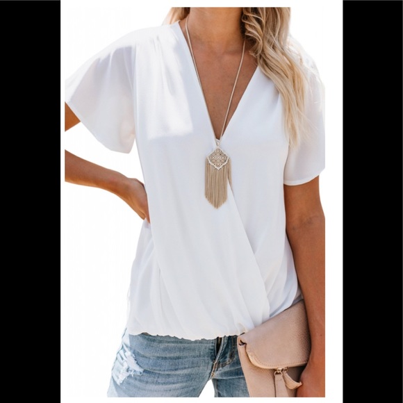 Tops - *Drape Wrap Front Blouse